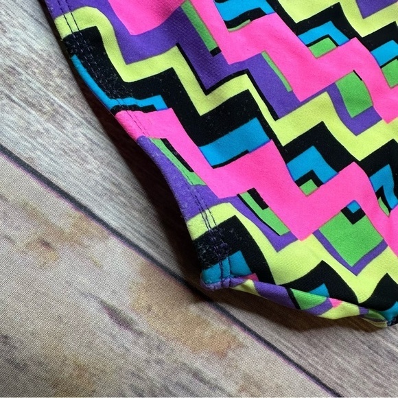 Vintage Breaking Waves Tween Juniors Size 16 Zig Zag 90's Retro Neon Bikini Swim - Picture 6 of 15